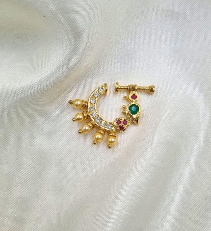 Nakshika Nosepin Gold | Gold-Plated Jewelry For Wife | Anniversary Gift | Abu Dhabi Collection