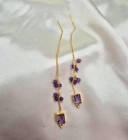 Amethyst3 Sui dhaga earrings – Sims Blossoms UAE