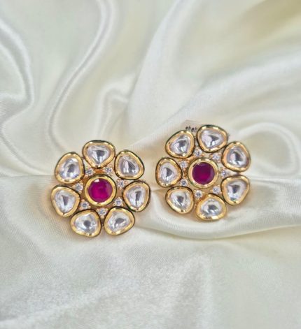 Shehzadi3 Polki kundan studs – Sims Blossoms UAE