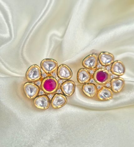 Shehzadi3 Polki kundan studs – Sims Blossoms UAE